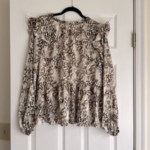 Cheetah Print Long Sleeve Silky Dressy Too Size L